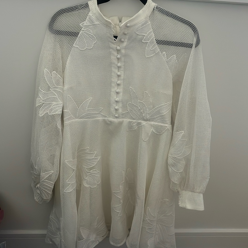 Mare Mare X Anthropologie long sleeve white floral dress, Size Medium